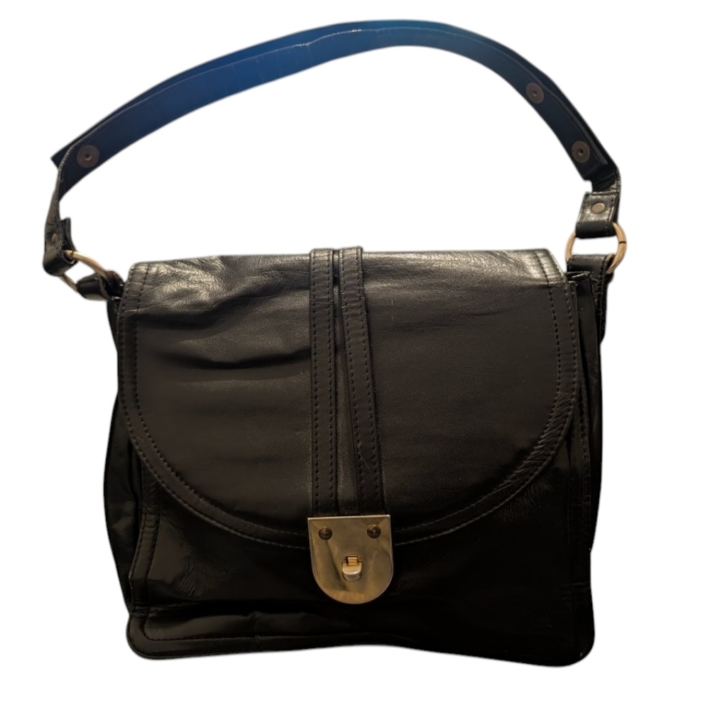 Vintage 1950's  Dofan Made In France  Black Leather Shoulder Purse Medium - Picture 5 of 16
